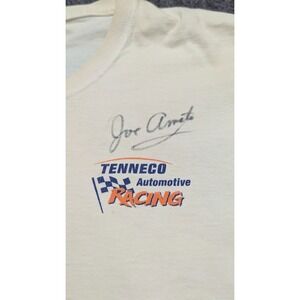 Vintage Joe Amato T-Shirt Mens Extra Large Beige Signature NHRA Tenneco Racing
